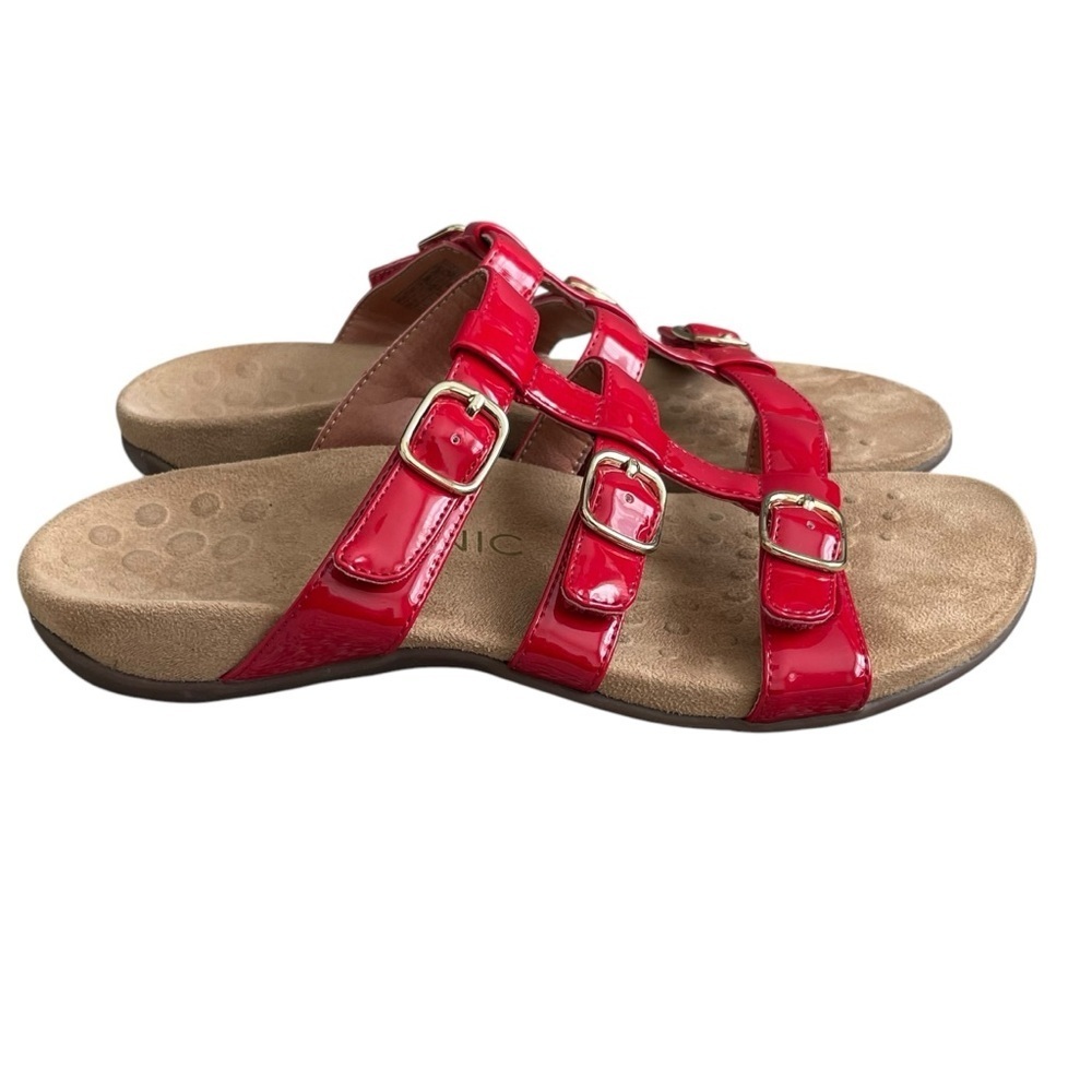 Vionic Misa Adjustable Straps Slide Red Sandals Women’s Size 8 Comfortable